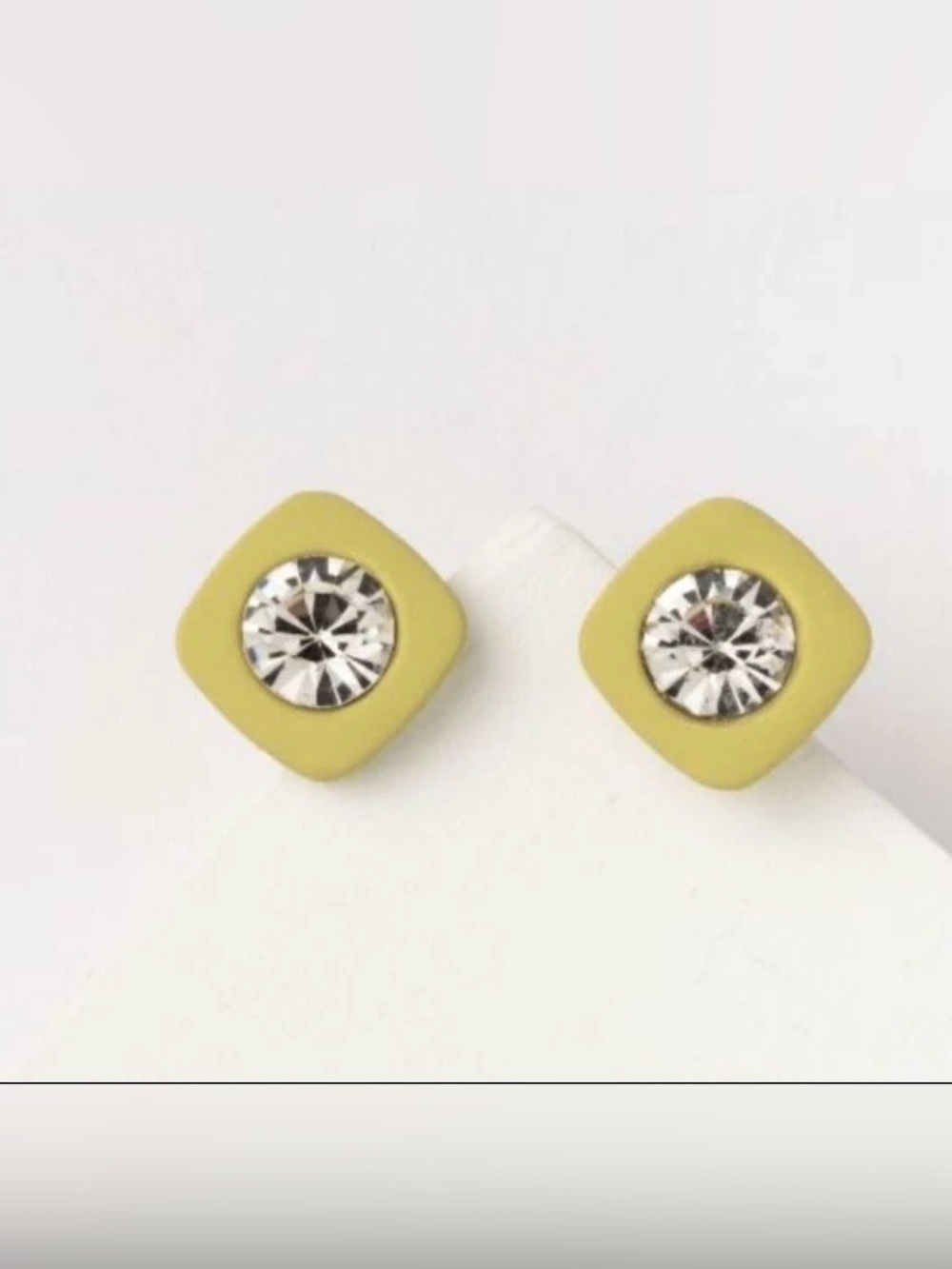 Plunder Design Chesney Lime Green Square Crystal Stud Earrings